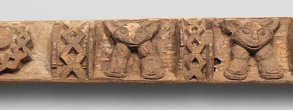 Palace lintel with leopards, Grassfields artist, Wood, pigment, Babanki