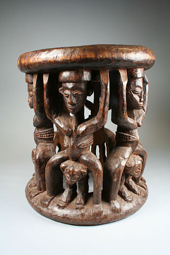 Prestige Stool: Leopards and Female Figures