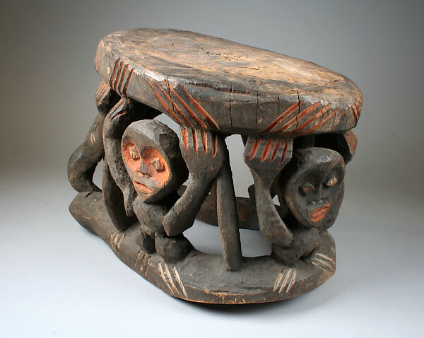 Prestige Stool, Wood, pigment, Mambila peoples, Bang group 