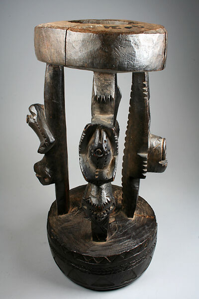 Prestige Stool, Wood, charcoal, polish, Mambila peoples, Lus group