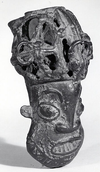 Pipe Bowl: Head, Brass, Bamileke (Bagam) 