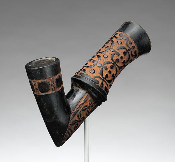 Pipe bowl, Tita Yuefainji (ca. 1892–1973, Babanki Tungo, Northwest region, Cameroon), Terracotta, camwood powder, Bamum chiefdom