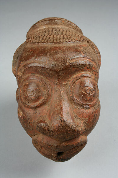 Model Pipe Bowl: Head, Terracotta, Bamessing 