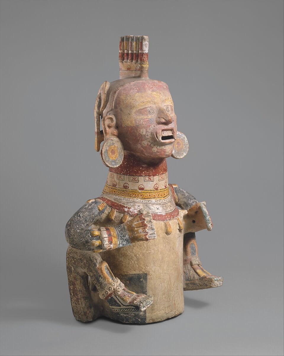 Deity Censer (Xantil), Eastern Nahua artist(s), Ceramic, pigment, Eastern Nahua 