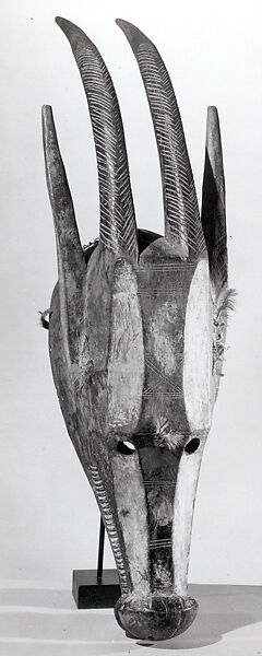 Helmet Mask: Antelope, Bamana numu (blacksmith), Wood, pigment, Bamana peoples
