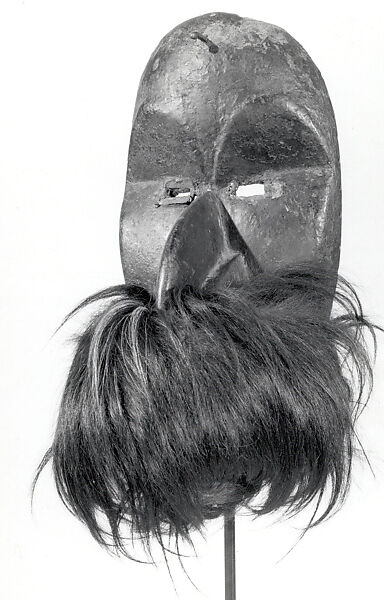 Face Mask (Go Ge or Go Glih), Wood, fur, sacrificial material, copper alloy, iron, string, pigment, Dan peoples