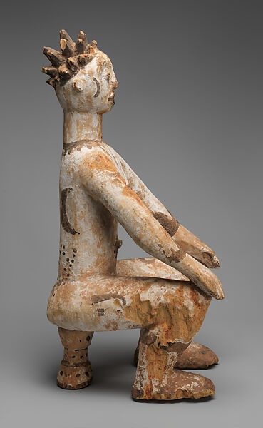 Figure: Seated Female (Anjenu), Okpoto artist, Wood, pigment, Okpoto-Idoma peoples
