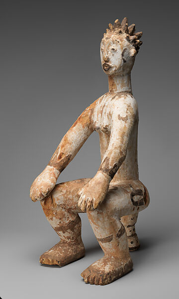 Figure: Seated Female (Anjenu), Okpoto artist, Wood, pigment, Okpoto-Idoma peoples