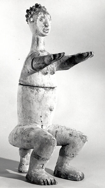 Figurative Vessel: Seated Female (Anjenu), Okpoto artist, Wood, pigment, Okpoto-Idoma peoples