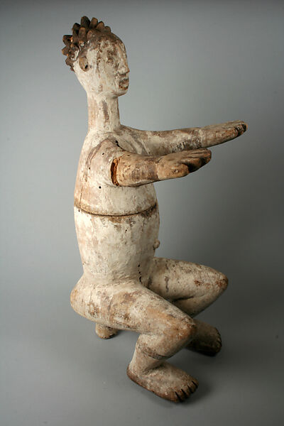 Figurative Vessel: Seated Female (Anjenu), Wood, pigment, Okpoto peoples (Idoma) 