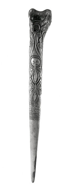 Dagger, Cassowary bone, pigment, Kwanga people 