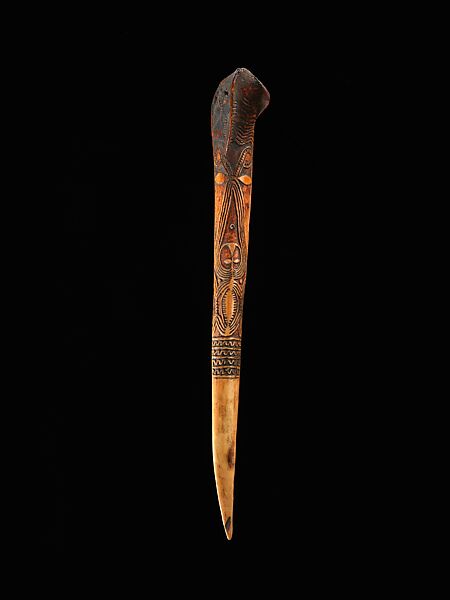 Dagger, Cassowary bone, pigment, Kwanga people