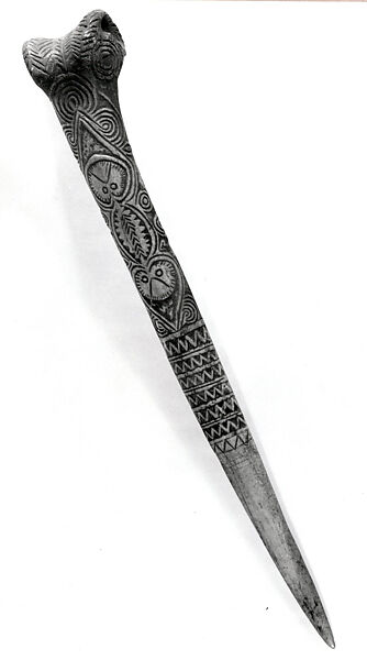 Dagger, Cassowary bone, pigment, Kwanga people 