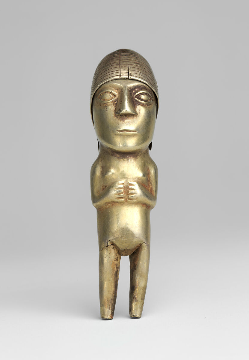 Miniature female effigy, Inca artist(s), Gold-rich silver alloy, Inca 