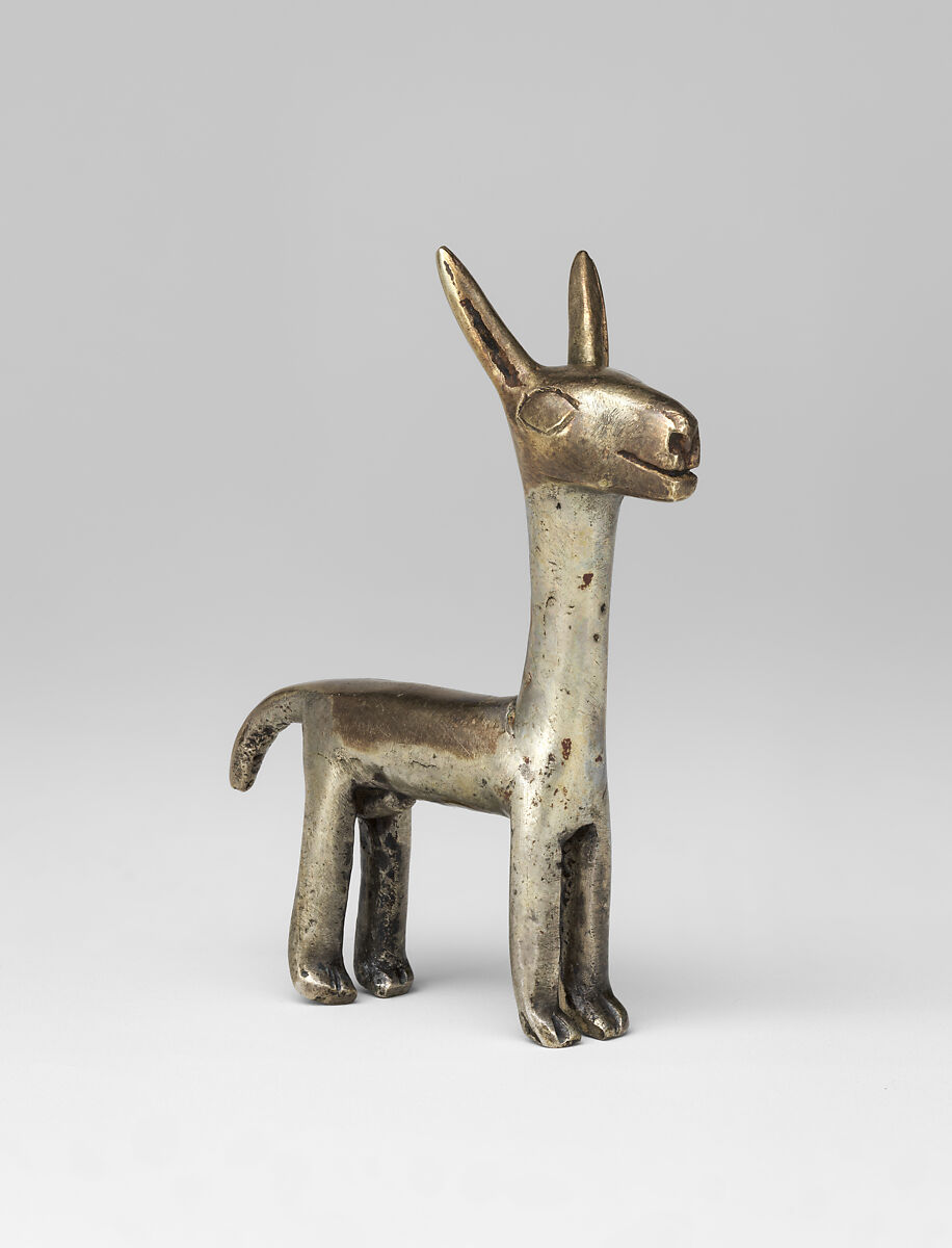 Miniature camelid effigy, Inca artist(s), Alloys of silver, gold and copper, Inca 