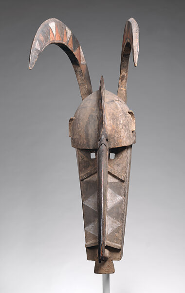 Kuma (hornbill helmet mask), Bobo blacksmith, Ceiba(?) wood, pigment, Bobo