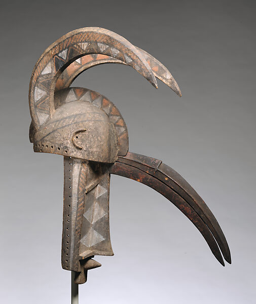 Kuma (hornbill helmet mask), Bobo blacksmith, Ceiba(?) wood, pigment, Bobo