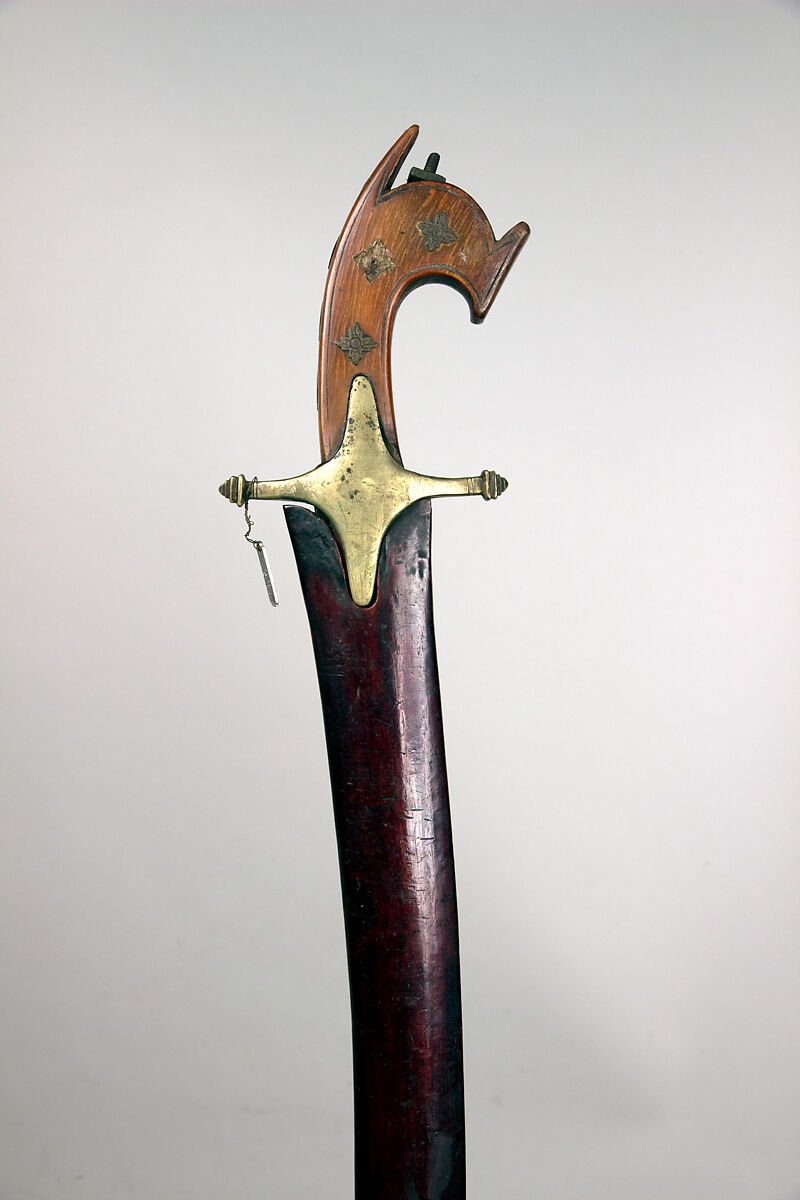 Saber with Scabbard, Wood, horn, brass, silver, Javanese 