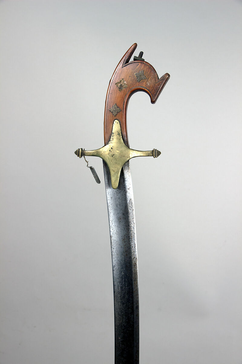 Saber with Scabbard, Wood, horn, brass, silver, Javanese
