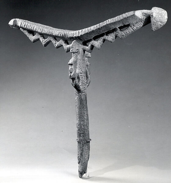 Staff and Stool (Dolaba), Wood, sacrificial materials, Dogon peoples