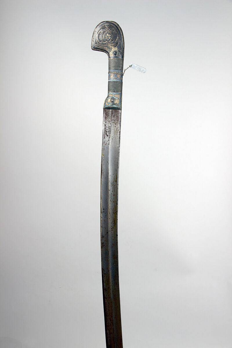 Sword with Scabbard, Steel, textile, leather, silver, Caucasian