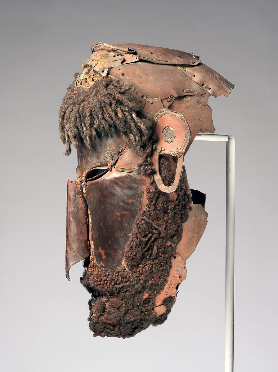 Mask (Le Op), Turtle shell, hair, fiber, pigment, Torres Strait Island people