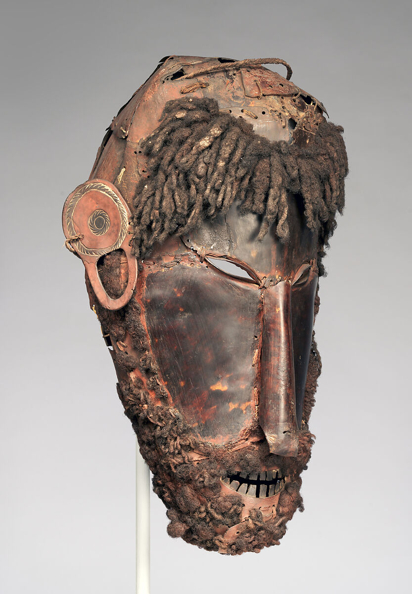 Mask (Le Op), Turtle shell, hair, fiber, pigment, Torres Strait Island people