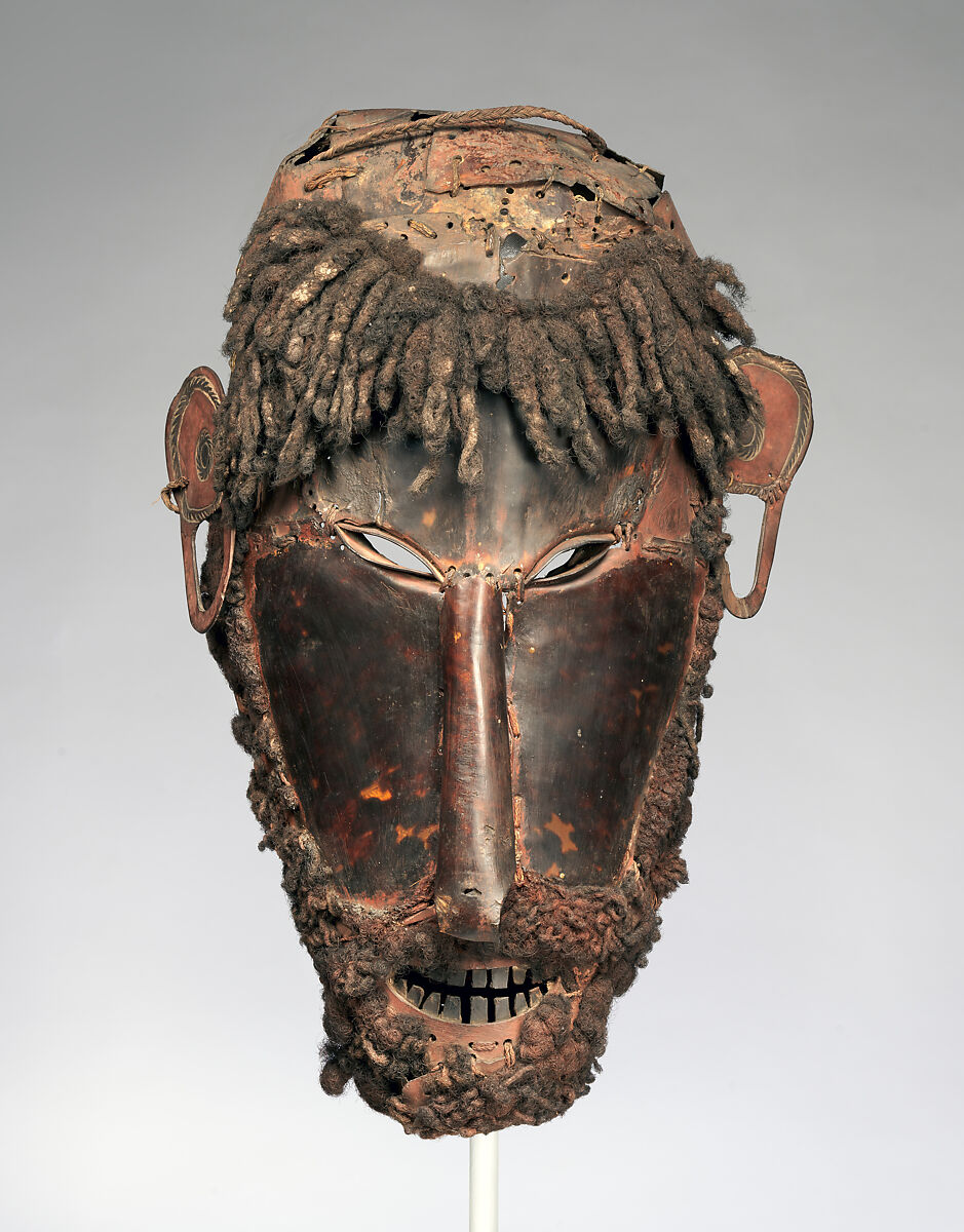 Mask (Le Op), Turtle shell, hair, fiber, pigment, Torres Strait Island people