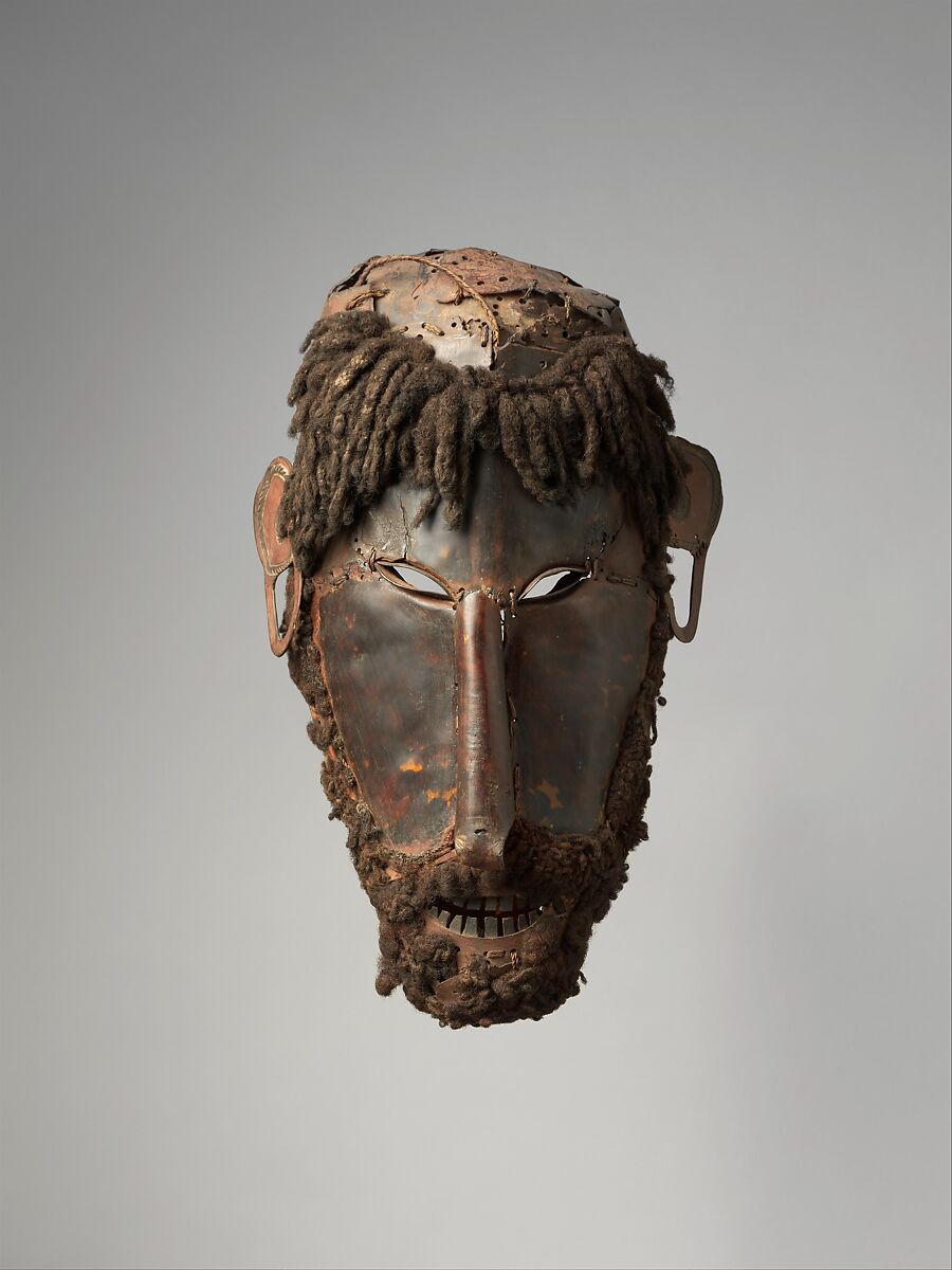 Mask (Le Op), Turtle shell, hair, fiber, pigment, Torres Strait Island people