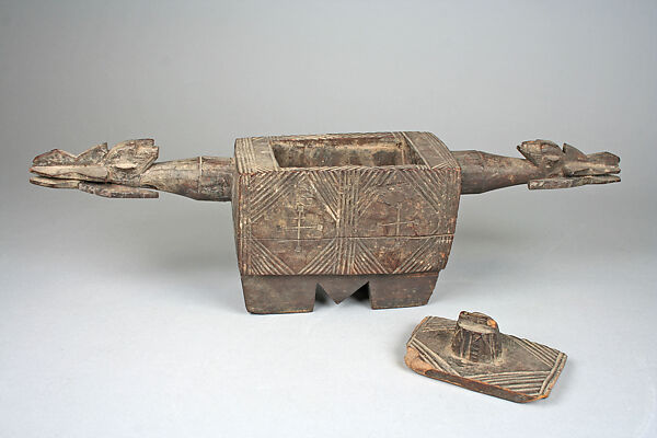 Lidded Vessel: Zoomorphic Heads, Bozo blacksmith, Wood, Bozo peoples