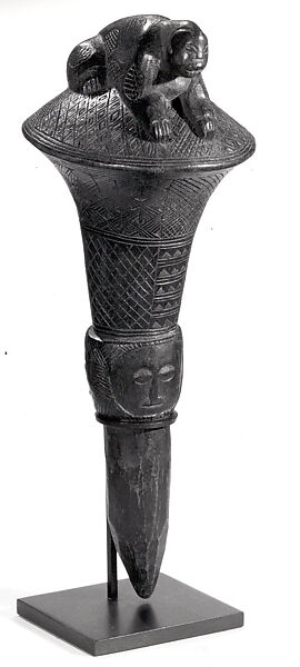 Ceremonial Wisk Handle, Wood, Baule peoples 