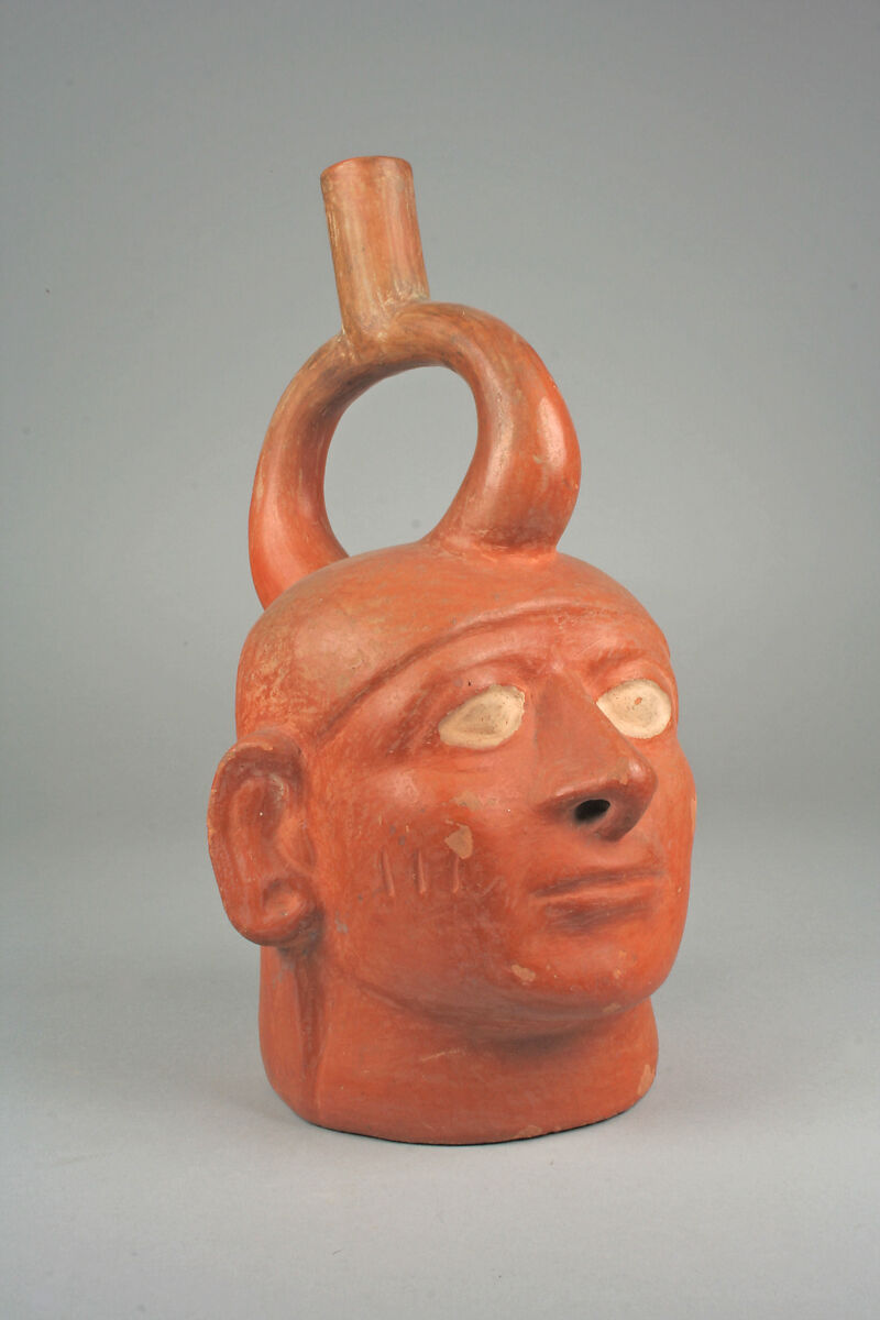 Bottle, Head, Ceramic, Moche 