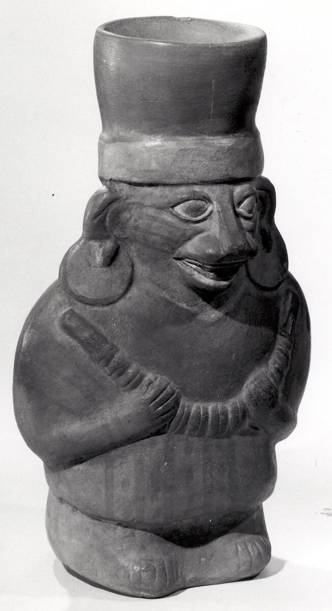 Jar, Anthropomorphic Fox, Ceramic, slip, pigment, Moche
