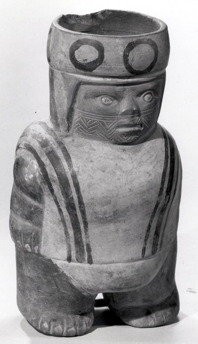 Figure Jar, Ceramic, slip, pigment, Moche