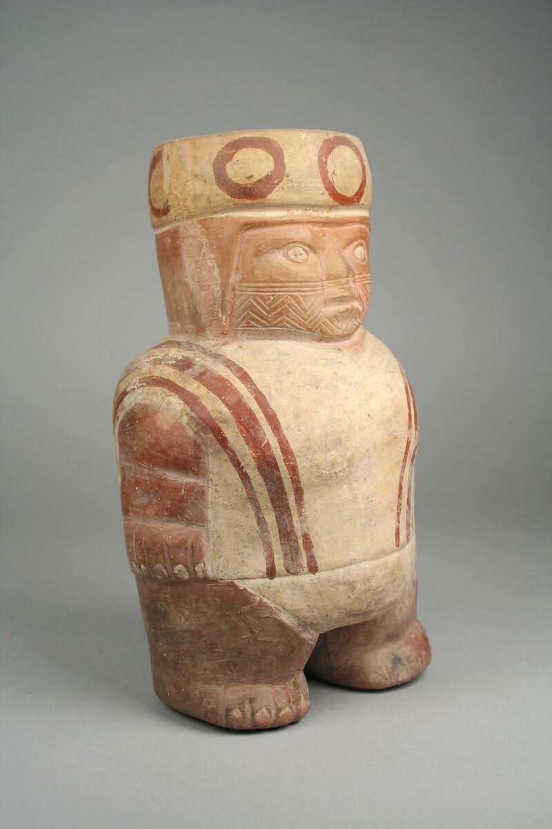 Figure Jar, Ceramic, slip, pigment, Moche 