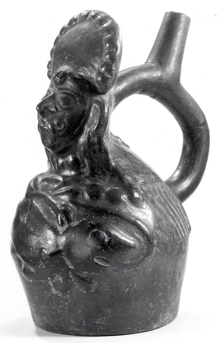 Bottle, Anthropomorphic Crab, Ceramic, slip, Chimú