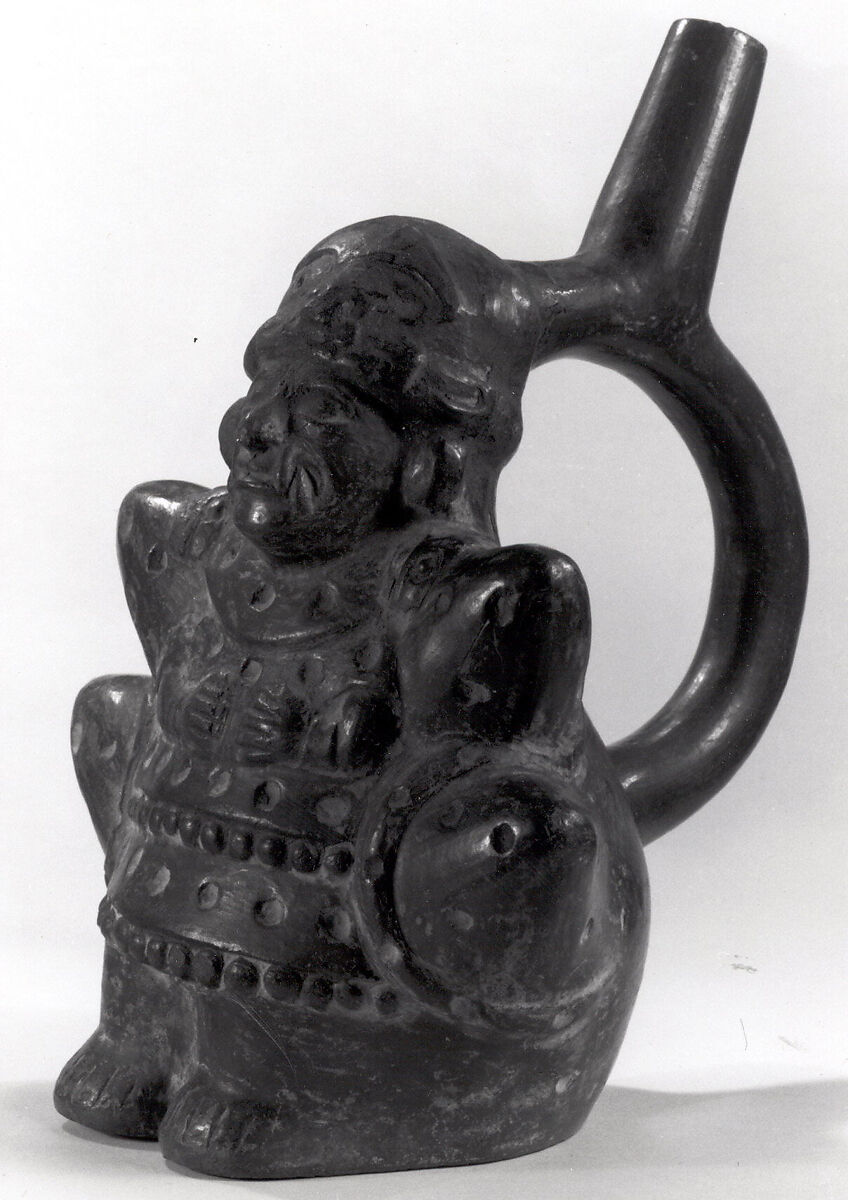 Bottle, Deity Figure, Ceramic, slip, pigment, Moche