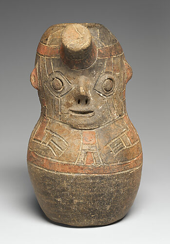 Bottle, Trophy-Head Deity | Paracas | The Metropolitan Museum of Art