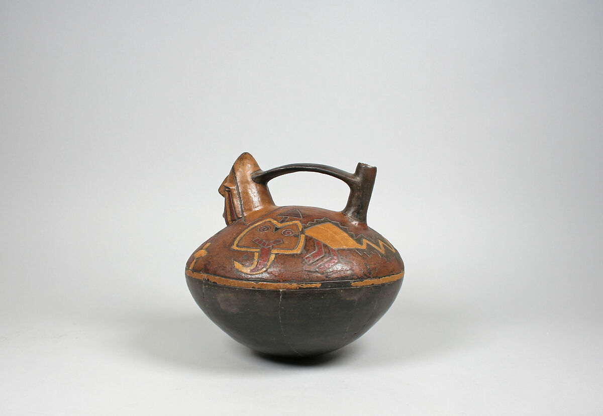 Bottle, Ceramic, post-fired paint, Paracas