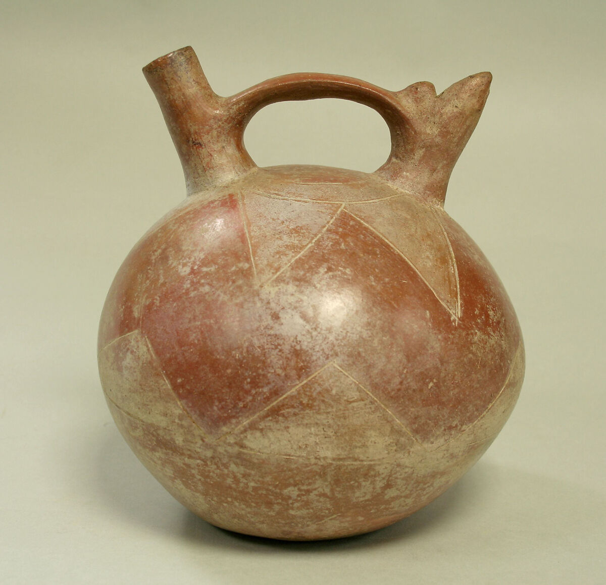 Whistling Double Spout and Bridge Bottle, Ceramic, pigment, Salinar (?) 