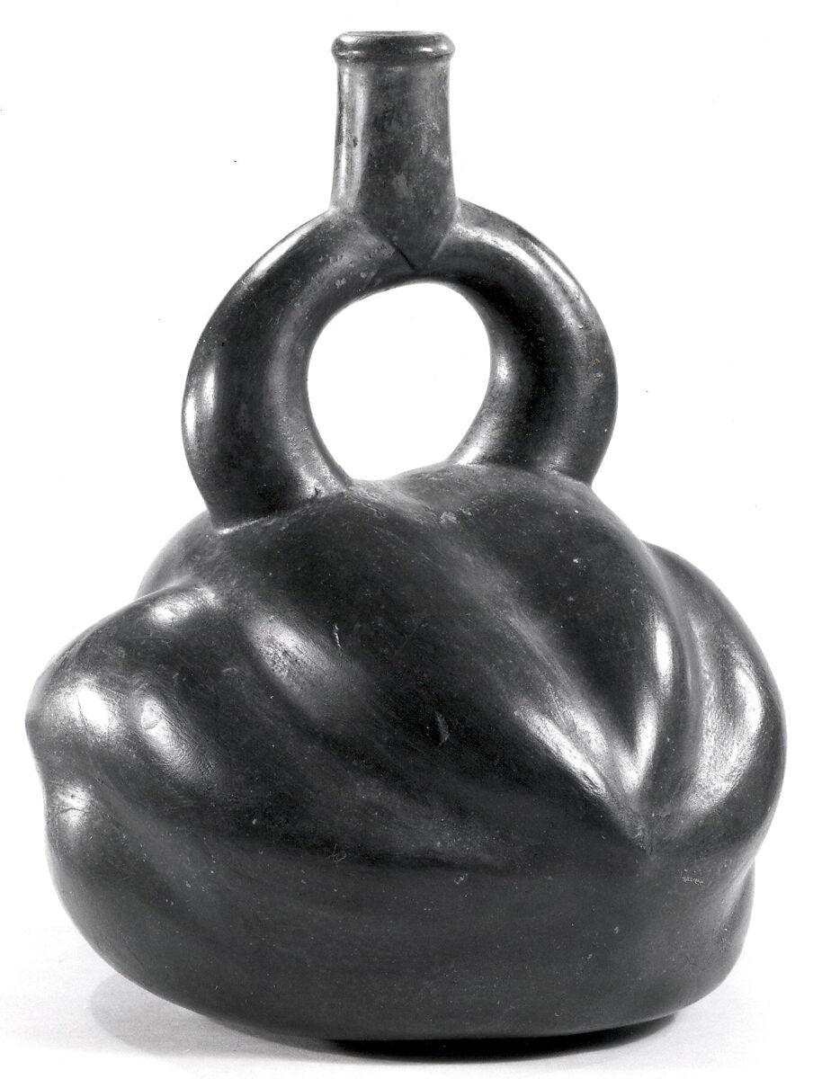 Stirrup Spout Bottle with Fruit Form, Ceramic, Moche
