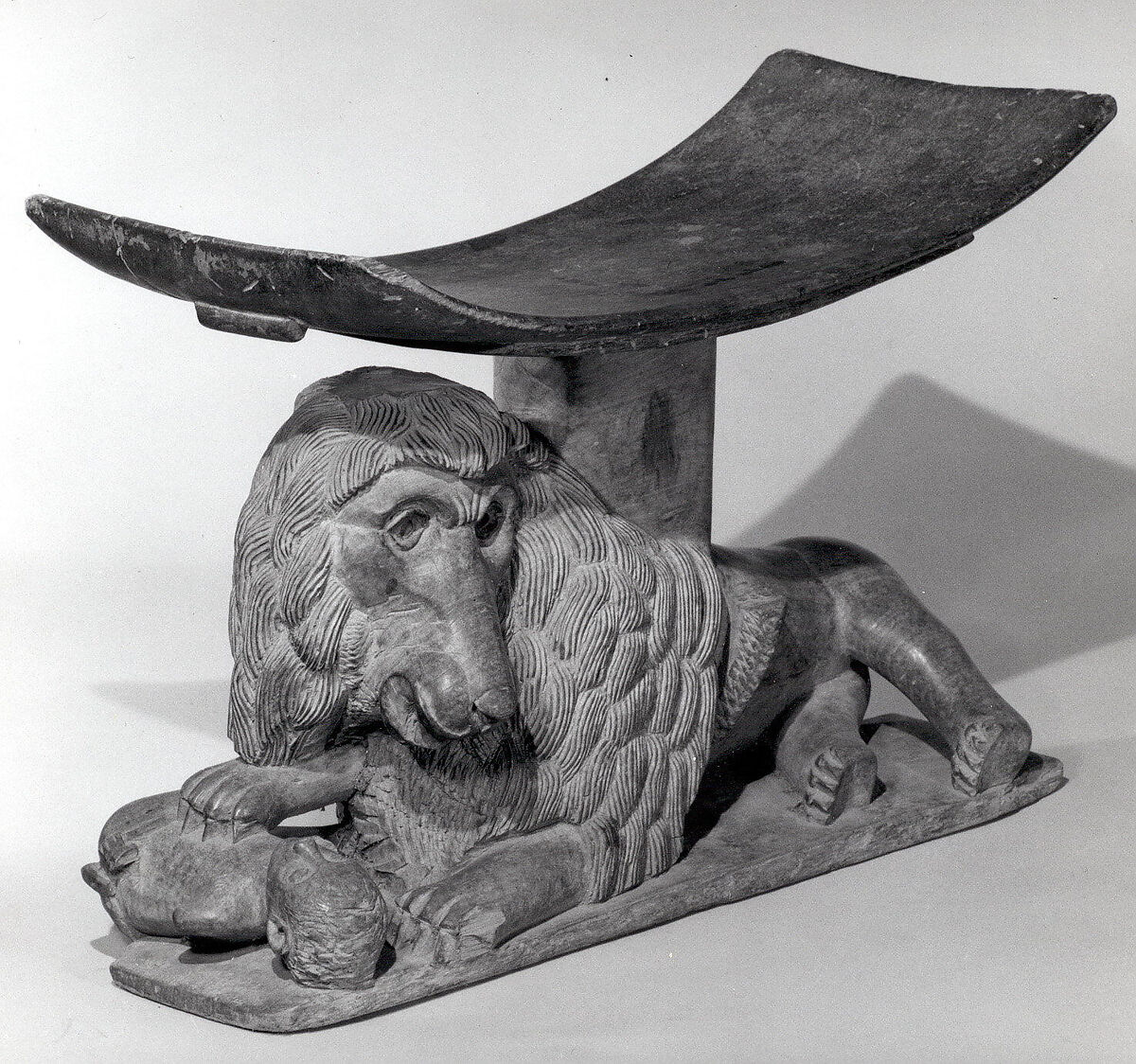 Prestige Stool: Lion Base, Wood, Akan peoples