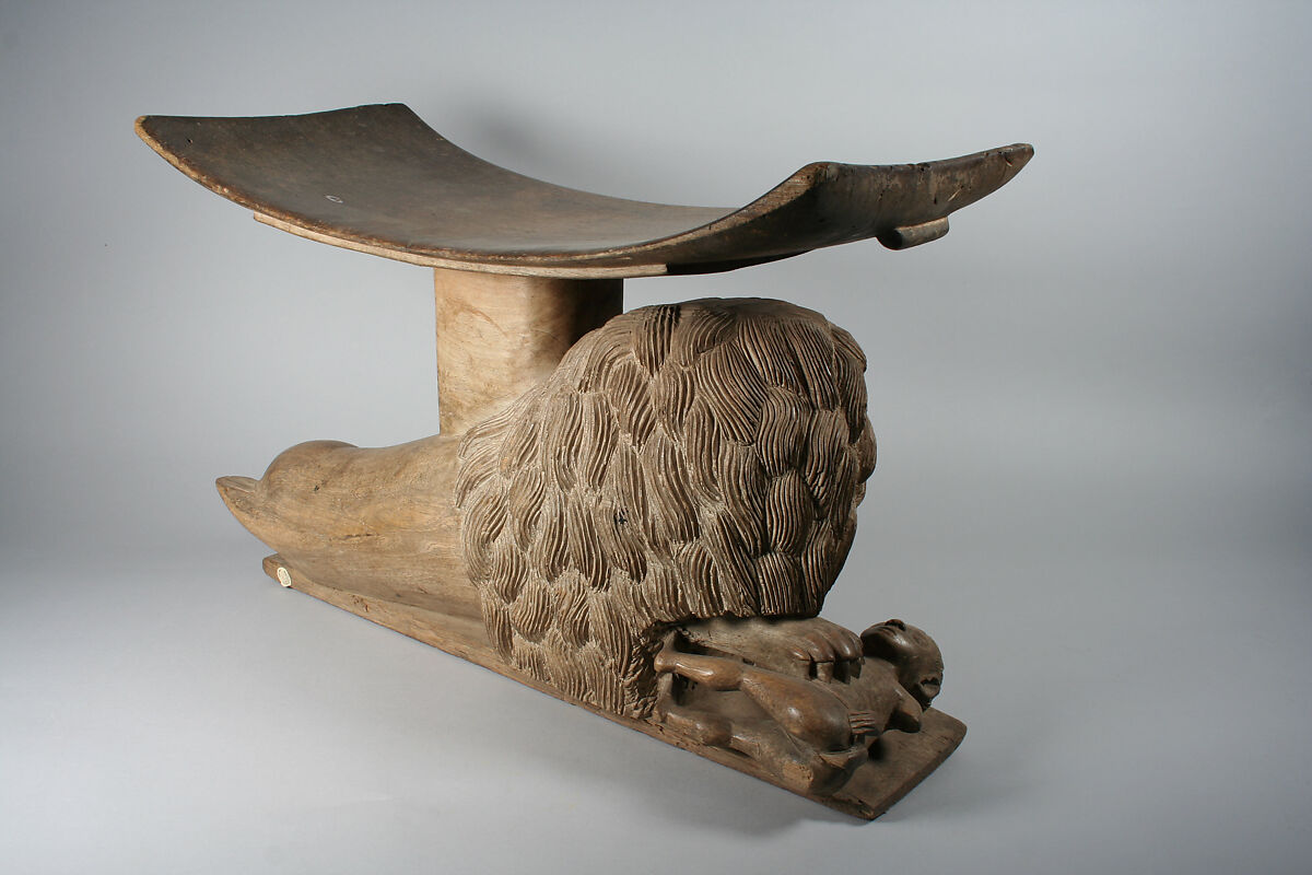 Prestige Stool: Lion Base, Wood, Akan peoples