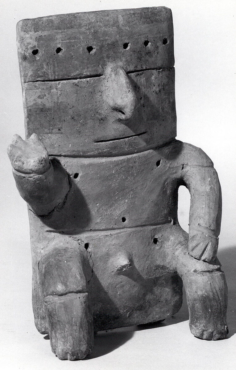 Seated Male Figure, Ceramic, Quimbaya