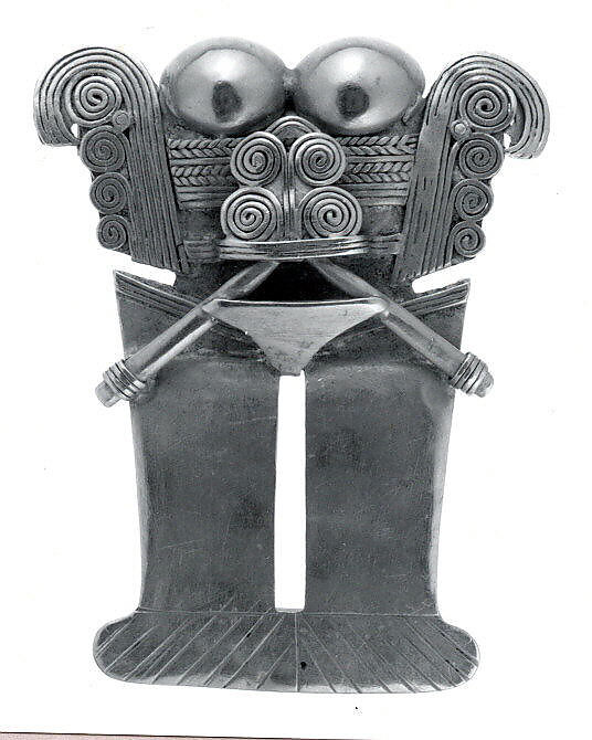 Stylized Figure Pendant, Darién artist(s), Gold (hammered), Darien