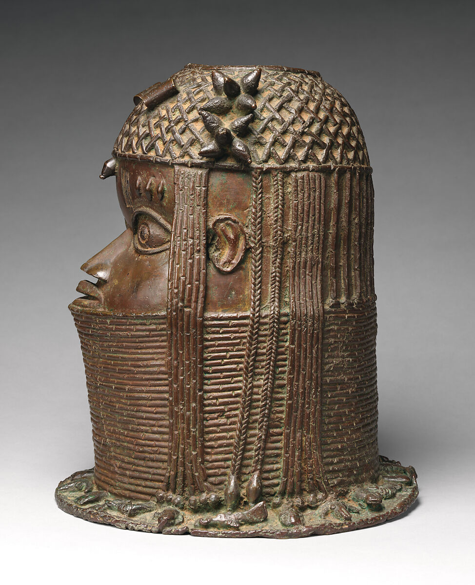 Ùhúnmwèlaò (head of an ọ́bà), Ìgùn Ẹ́rọ̀nwwọ̀n (brass-casting guild) artists, Brass, iron, Edo peoples