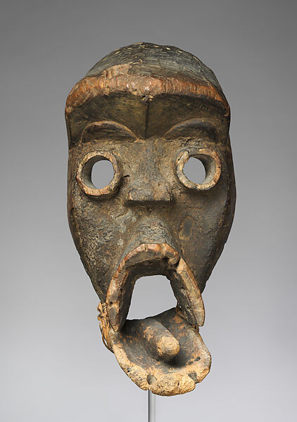 Face Mask, Wood, sacrificial materials, cane strips, iron, Dan peoples 