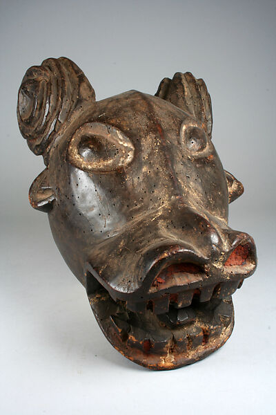 Helmet Mask: Buffalo (?), Wood, pigment, Cameroon