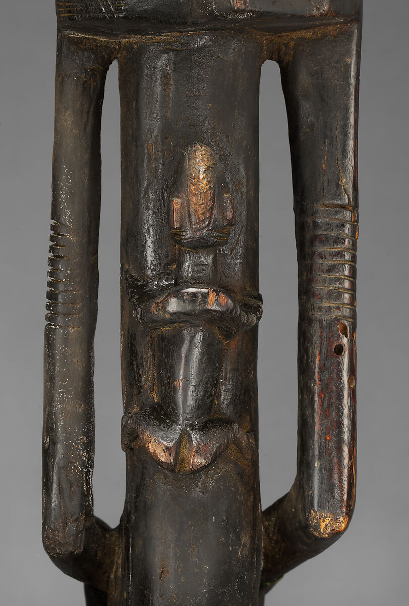 Seated couple, "Barnes Foundation Master" (active late 18th–early 19th century[?], Bandiagara Escarpment, Mali), Wood, copper and iron alloy, applied organic materials, Dogon peoples