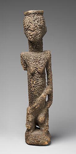 Kneeling female figure with twin children and serpent